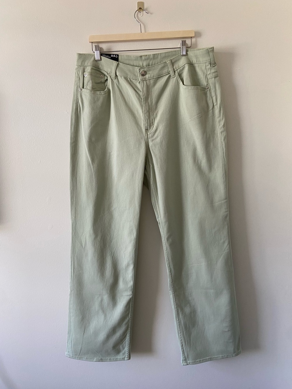 H&M Curvy Fit Pastel Green Denim Pants